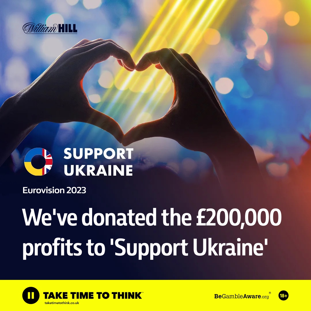 William Hill donates £200k to Support Ukraine following Eurovision final