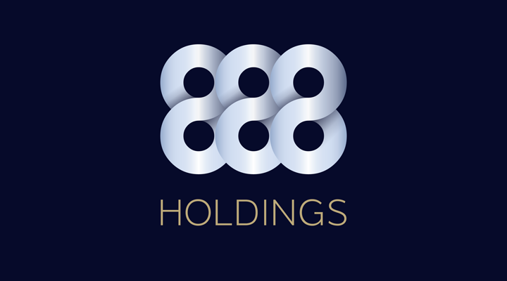 888 Holdings logo on navy background